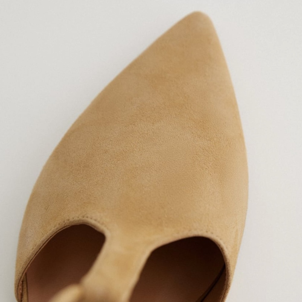Zara tan color tied leather pointed mules - Picture 3 of 8